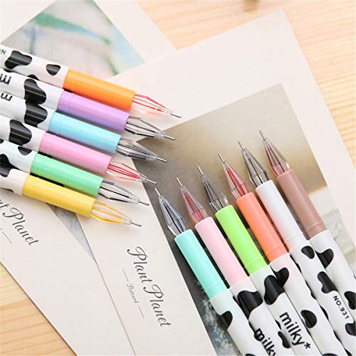 Yansanido Pack of 12 Colors Kawaii Cow Design Gel Pen for Office School Home Travel Gift for Friends and students (12)