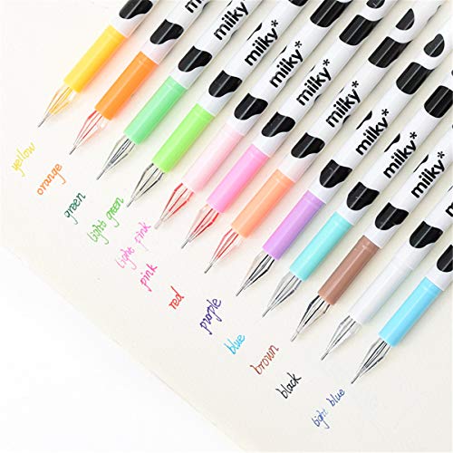 Yansanido Pack of 12 Colors Kawaii Cow Design Gel Pen for Office School Home Travel Gift for Friends and students (12)