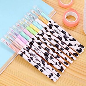 Yansanido Pack of 12 Colors Kawaii Cow Design Gel Pen for Office School Home Travel Gift for Friends and students (12)