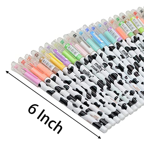 Yansanido Pack of 12 Colors Kawaii Cow Design Gel Pen for Office School Home Travel Gift for Friends and students (12)