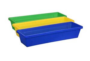 pencil trays colorful plastic storage baskets mini bins - set of 3 - colors vary