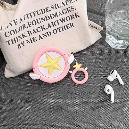 Airpods Pro Case,AKXOMY Compatible with Airpods Pro Case,Cartoon Silicone Magic Circl Airpod Pro Cover Designer Skin Kawaii Funny Fun Cool Design Air pods Pro for Girls Ladies Kids Teens (Pink Star)