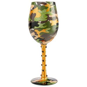 enesco designs by lolita camo artisan wine glass, 1 count (pack of 1), multicolor