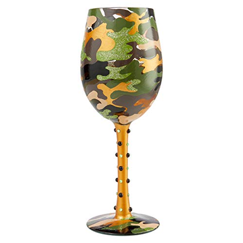 Enesco Designs by Lolita Camo Artisan Wine Glass, 1 Count (Pack of 1), Multicolor