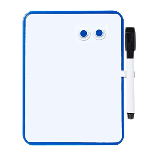 Magnetic Dry Erase White Board 6" x 8" with Magnetic Marker and Two Magnets, Whiteboard for School Home Office Locker Fridge Kitchen Educational (Blue)