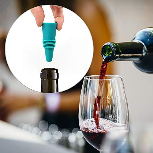 Wine Stoppers,Wine Bottle Stopper,Reusable Wine Bottle Stoppers,4 Pack Multicolor Silicone Wine Stopper for Glass Bottles