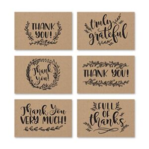 24 rustic kraft thank you cards with envelopes, great note for adult funeral sympathy or gift gratitude supplies for grad, birthday, baby or country bridal wedding shower for western boy or girl
