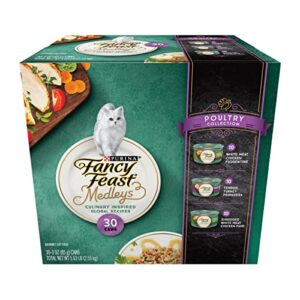 purina fancy feast medleys poultry collection wet cat food variety pack - (30) 3 oz. cans