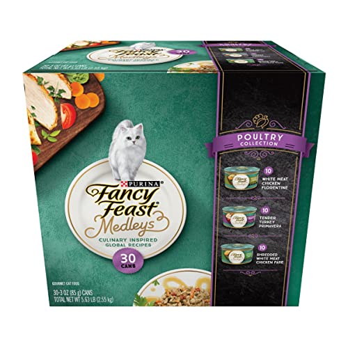 Purina Fancy Feast Medleys Poultry Collection Wet Cat Food Variety Pack - (30) 3 oz. Cans