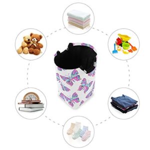 AGONA Watercolor Butterflies Laundry Basket with Handles Large Storage Bin Collapsible Fabric Laundry Hamper Foldable Laundry Bag for Kids Room Toy Bins Gift Baskets Bedroom Baby Nursery