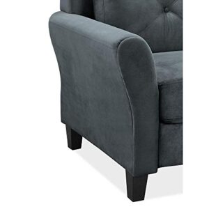 Harvard Microfiber Loveseat with Rolled Arm in Dark Grey with Give-aways