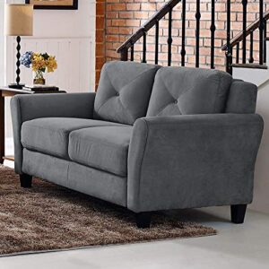 Harvard Microfiber Loveseat with Rolled Arm in Dark Grey with Give-aways