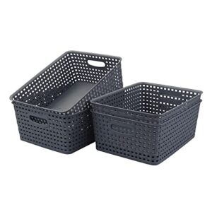 tstorage plastic storage baskets, grey, 4 packs