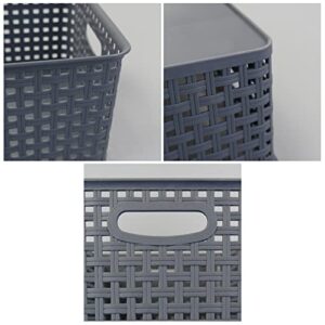 Tstorage Plastic Storage Baskets, Grey, 4 Packs