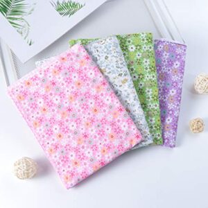 Healifty 7 Sheets Fabric Squares Sheets Flower Pattern Cotton Patchwork Craft DIY Sewing Scrapbooking Quilting (Grey) 50x50cm