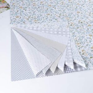 Healifty 7 Sheets Fabric Squares Sheets Flower Pattern Cotton Patchwork Craft DIY Sewing Scrapbooking Quilting (Grey) 50x50cm