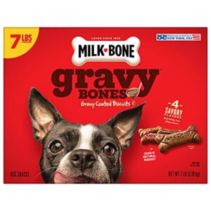 milk-bone gravy bones dog treats with savory meat flavors, 7 pounds