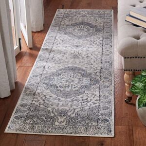 safavieh oregon collection 3' x 5' ivory/grey ore867a oriental distressed non-shedding area rug