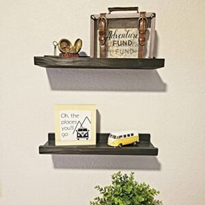 PENGKE Floating Wall Shelves Set of 2,Wall Mounted Floating Shelves Ledge 16 Inch Long, Picture Shelving Ledge with Storage, Modern Design for Home Decor