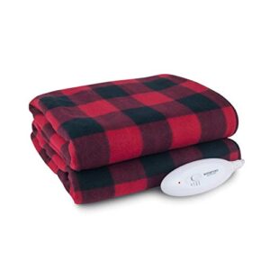 buyregisterrolls biddeford blankets comfort knit fleece heated electric throw blanket, 62" x 50", red buffalo plaid