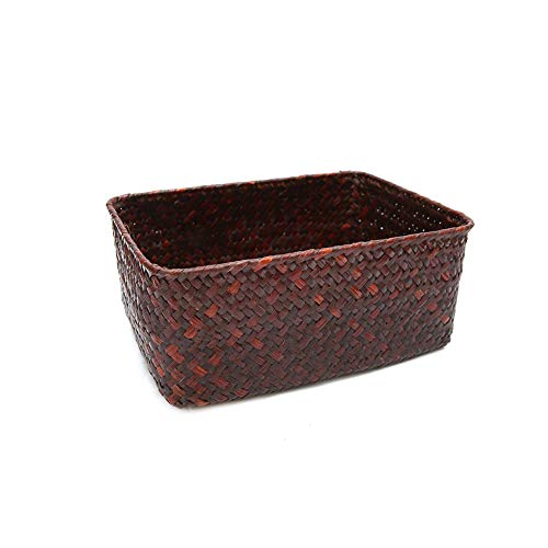 QuyWin Portable Storage Supplies Home Dedicated Storage Handmade Straw Dried Flower Fruit Pot Basket Rattan Box Candy Earphone Organizer for Home Coffee Big