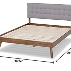 Baxton Studio Beds (Platform), King, Light Grey/Walnut