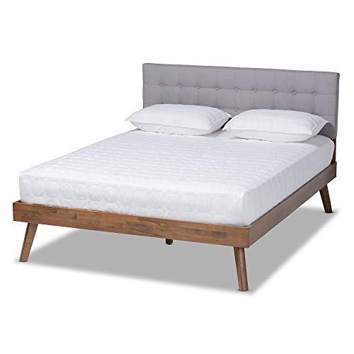 Baxton Studio Beds (Platform), King, Light Grey/Walnut