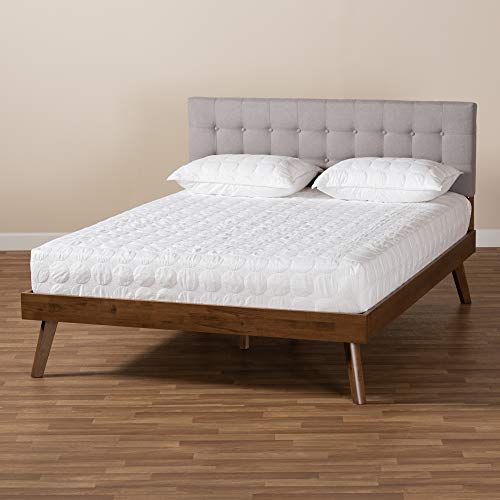 Baxton Studio Beds (Platform), King, Light Grey/Walnut