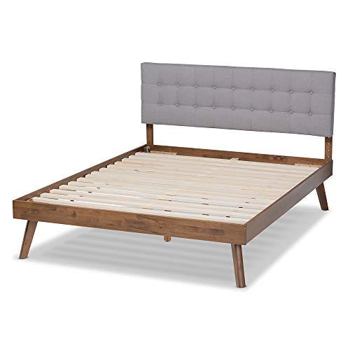 Baxton Studio Beds (Platform), King, Light Grey/Walnut