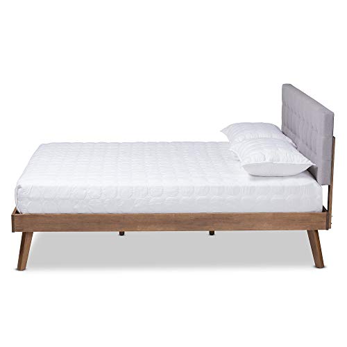 Baxton Studio Beds (Platform), King, Light Grey/Walnut