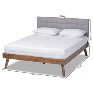 Baxton Studio Beds (Platform), King, Light Grey/Walnut