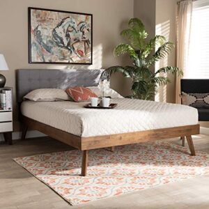 Baxton Studio Beds (Platform), King, Light Grey/Walnut