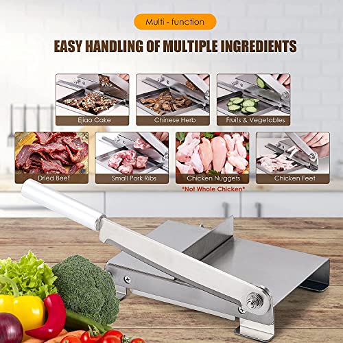 CGOLDENWALL Manual Meat Slicer Meat Bone Cutter Machine Chinese Medicine Jerky Slicer Rib Chicken Fish Frozen Meat Vegetables Deli Food Slicing Machine Home Cooking Use