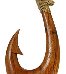 12" Hand Carved Wood Hawaiian Makau Fish Hook