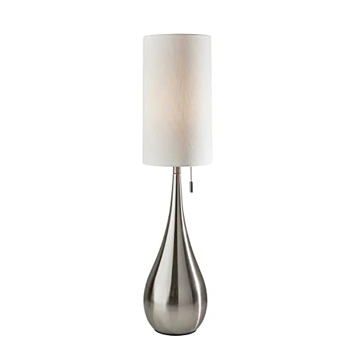 Adesso 1536-22 Christina Table Lamp, 34.5 in, 100 W, Brushed Steel Finish/White, 1 Steel Lamp