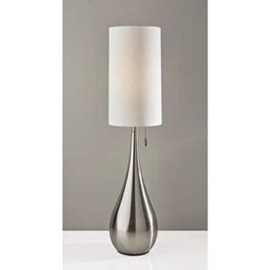 Adesso 1536-22 Christina Table Lamp, 34.5 in, 100 W, Brushed Steel Finish/White, 1 Steel Lamp