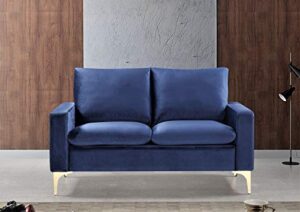container furniture direct carrie ultra modern living room velvet upholstered tufted loveseat, 54.72", dark blue
