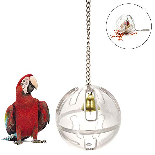 N/ hfjeigbeujfg Bird Toy,Parrot Cage Chewing Toys Pets Bird Parrot Food Feeder Foraging Bell Chain Ball Cage Feeding Chew Toy - Threaded Ball