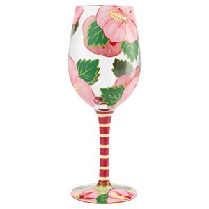 Enesco Designs by Lolita Hibiscus Dreams Artisan Wine Glass, 1 Count (Pack of 1), Multicolor