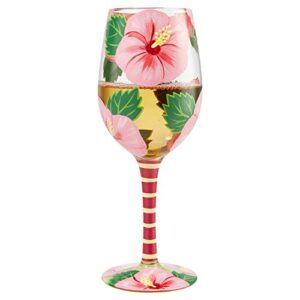 Enesco Designs by Lolita Hibiscus Dreams Artisan Wine Glass, 1 Count (Pack of 1), Multicolor