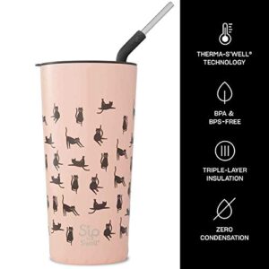 S'well Stainless Steel Takeaway Tumbler-24 Caturdays Double-Layered Vacuum-Insulated Travel Mug Keeps Coffee and Drinks Cold for 16 Hours and Hot for 4-BPA-Free Water Bottle, 24 Fl Oz