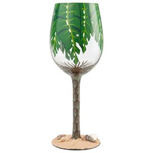 enesco designs by lolita palm tree artisan wine glass, 1 count (pack of 1), multicolor