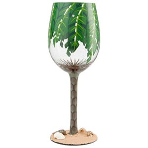 Enesco Designs by Lolita Palm Tree Artisan Wine Glass, 1 Count (Pack of 1), Multicolor