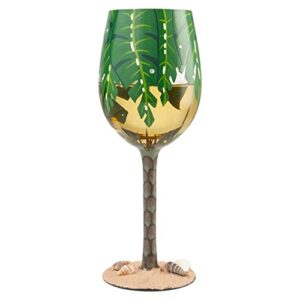 Enesco Designs by Lolita Palm Tree Artisan Wine Glass, 1 Count (Pack of 1), Multicolor