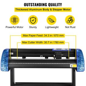 VEVOR Vinyl Cutter 34 Inch Vinyl Cutter Machine with 20 Blades Maximum Paper Feed 870mm Vinyl Plotter Cutter Machine with Sturdy Floor Stand Adjustable Force and Speed for Sign Making PC ONLY