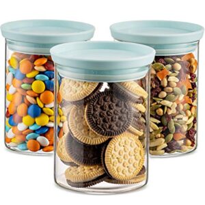 godinger food storage containers, stackable organization canister glass jars - medium, set of 3