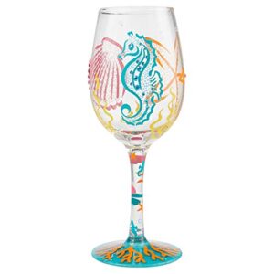 enesco designs by lolita coastal artisan wine glass, 1 count (pack of 1), multicolor