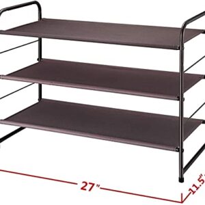 Simple Trending 3-Tier Stackable Shoe Rack, Expandable & Adjustable Fabric Shoe Shelf Storage Organizer, Bronze