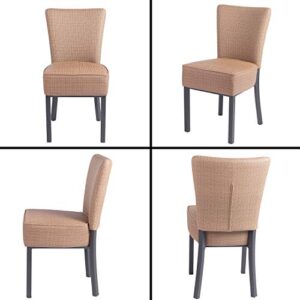 KARMAS PRODUCT Modern PU Leather Upholstered Chairs 19 Inch Padded Dining Chairs with Steel Legs White (Brown)