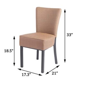 KARMAS PRODUCT Modern PU Leather Upholstered Chairs 19 Inch Padded Dining Chairs with Steel Legs White (Brown)
